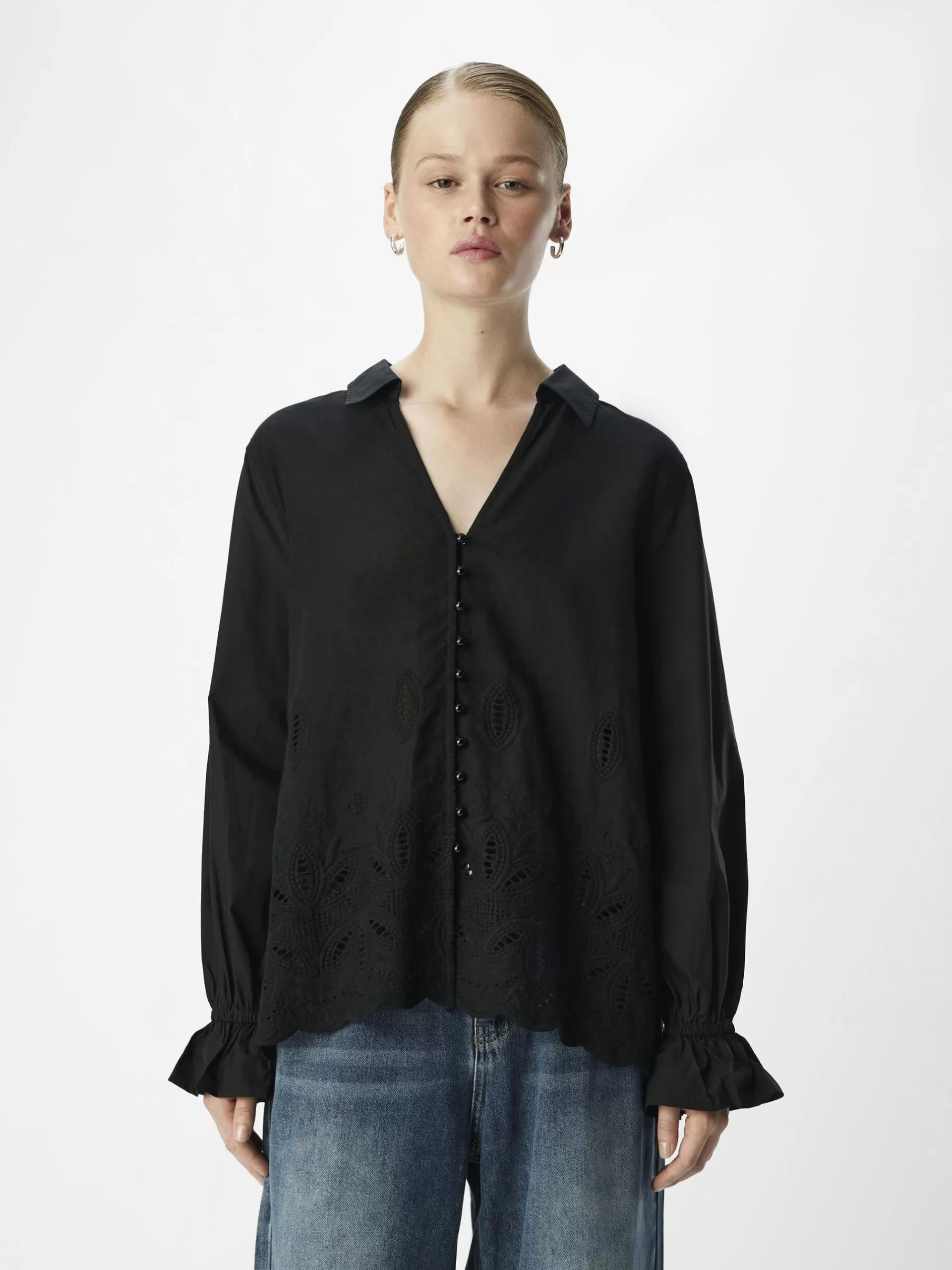 OBJECT BRODERIE ANGLAISE SKJORTE