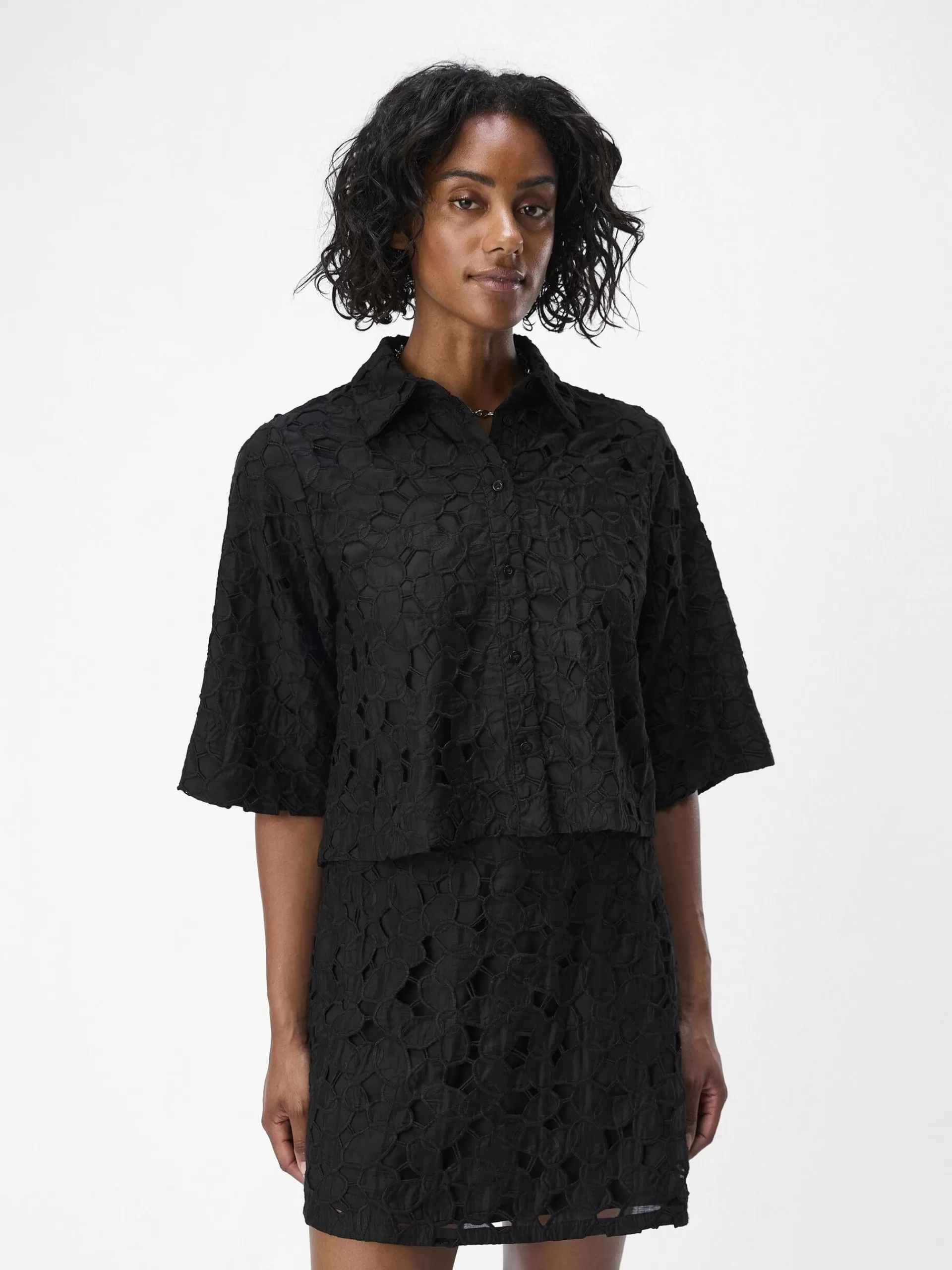 OBJECT BRODERIE ANGLAISE SKJORTE