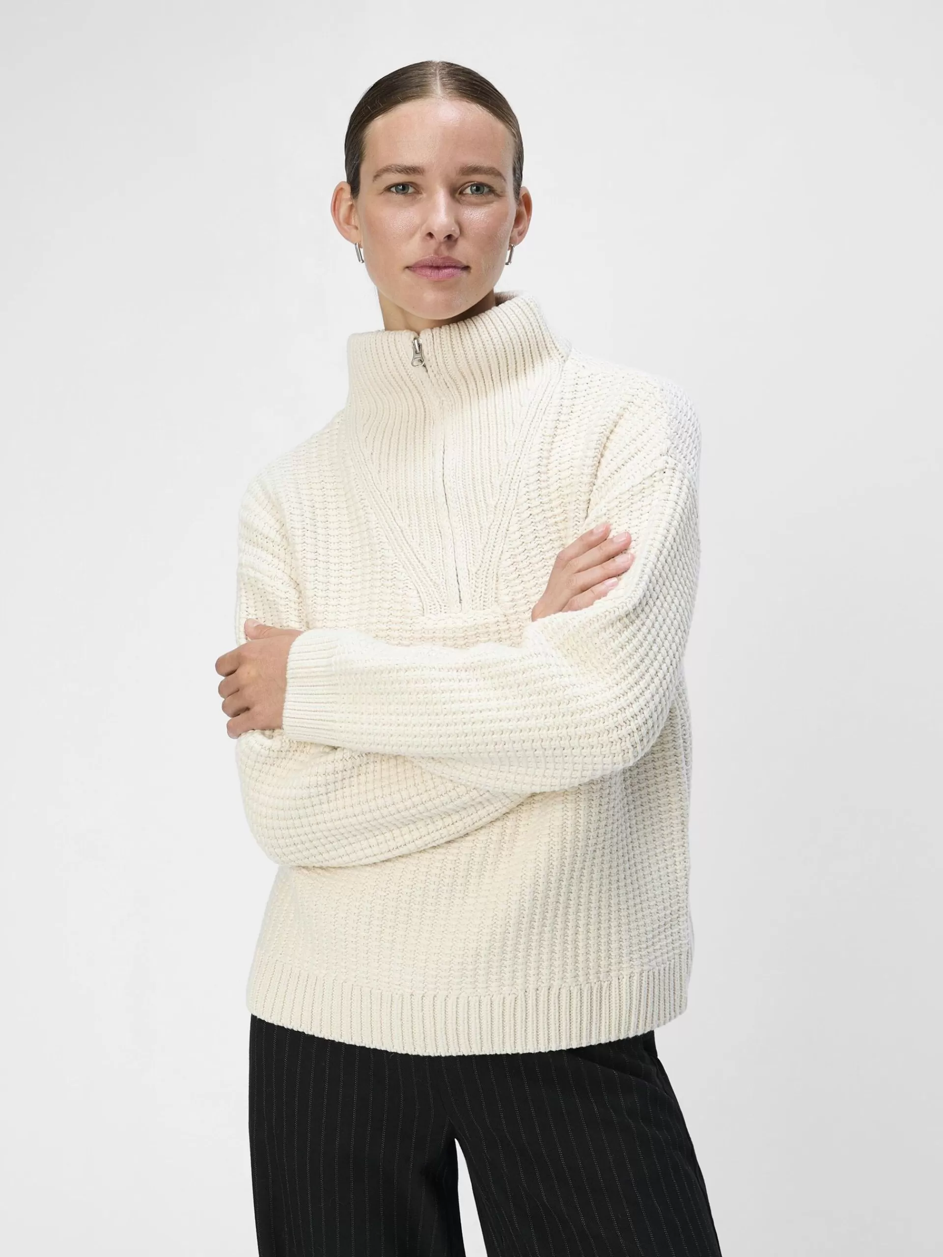 OBJECT HALV GLIDELÅS STRIKKET PULLOVER