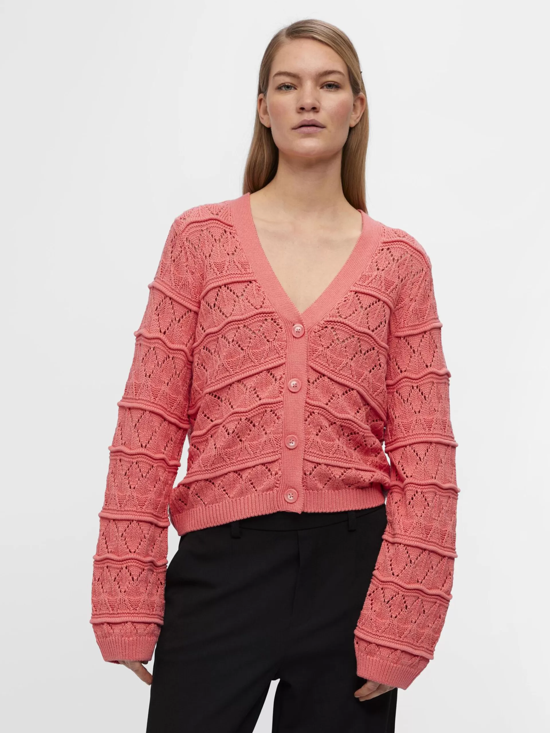 OBJECT LANGERMET STRIKKET CARDIGAN