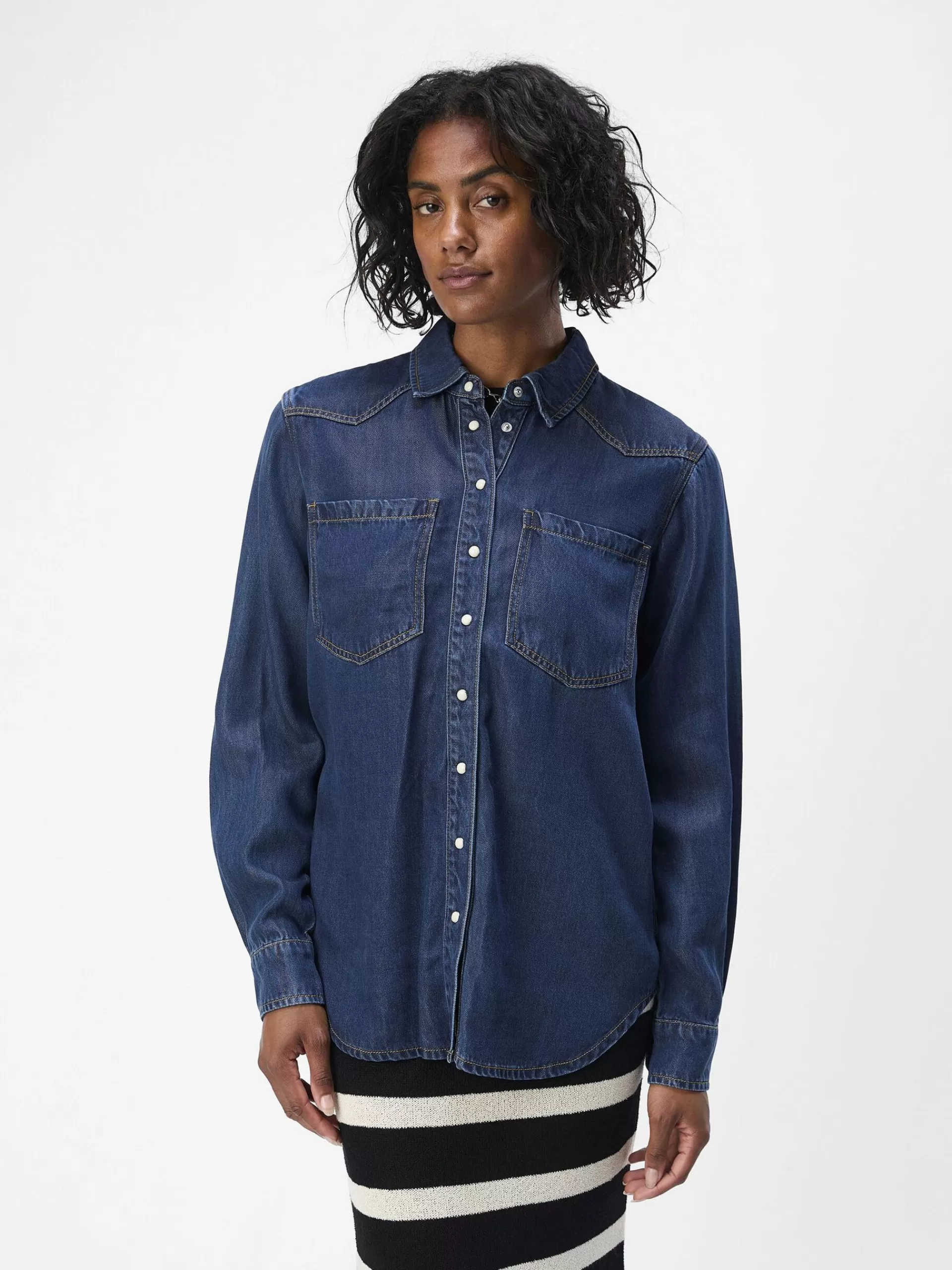 OBJECT LØS DENIMSKJORTE